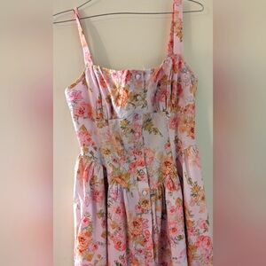 Pink floral button dress